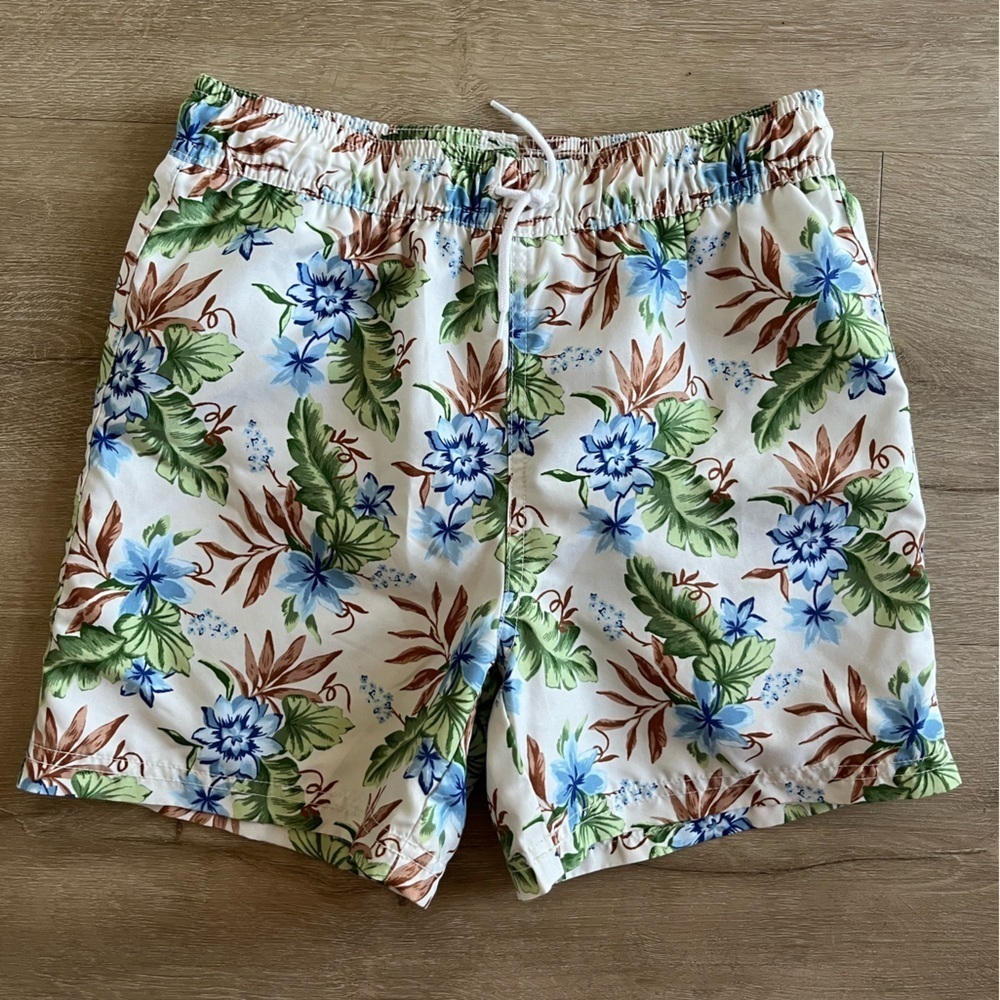 Janie And Jack Boys Tropical Floral Hawaiian Swim Trunks SZ 8